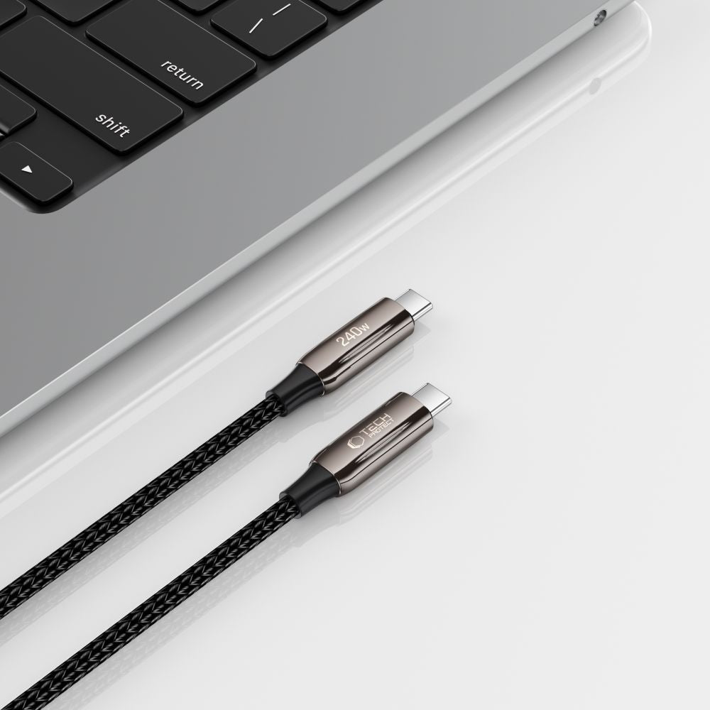 Kabl za prenos podataka i punjenje USB-C - USB-C Tech-Protect UB10T Ultraboost, 240W, 1m, Crni