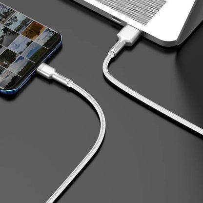 Cablu Date si Incarcare USB-A - USB-C Baseus Cafule Metal Series, 66W, 2m, Alb CAKF000202