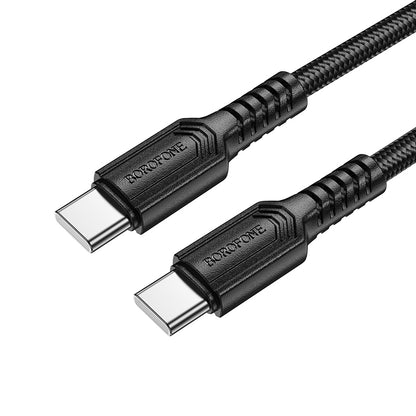 Kabl za prenos podataka i punjenje USB-C - USB-C Borofone BX116 Certain, 60W, 1m, Crni