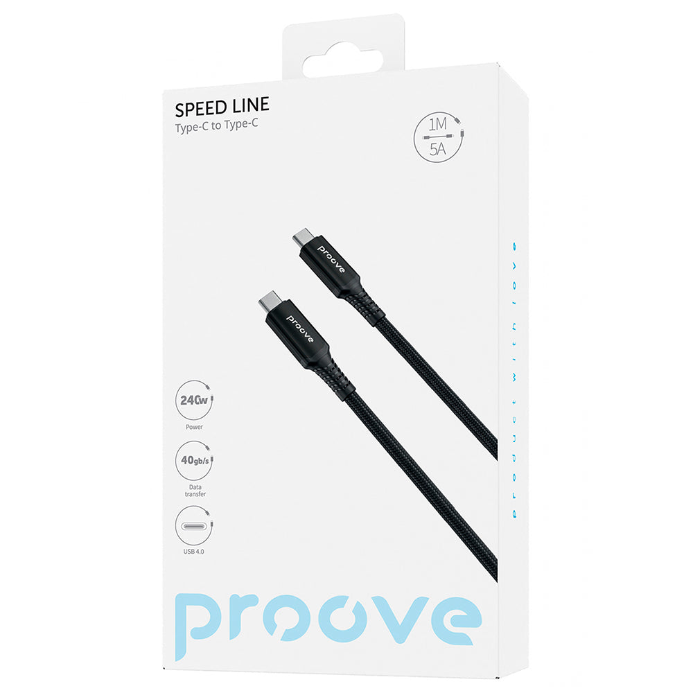 Kabl za prenos podataka i punjenje USB-C - USB-C Proove Speed Line, 240W, 1m, Crni
