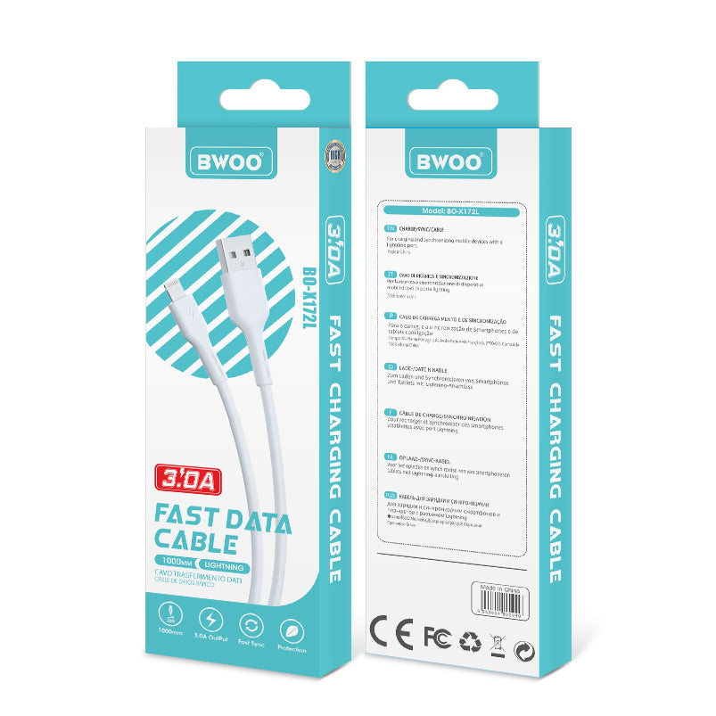 Kabl za podatke i punjenje USB-A - Lightning BWOO X172L, 18W, 1m, Beli