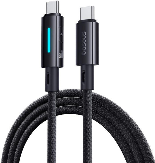 Kabl za podatke i punjenje USB-C - USB-C Baseus Lit Button Control, 100W, 2m, Crni P10379000121-01