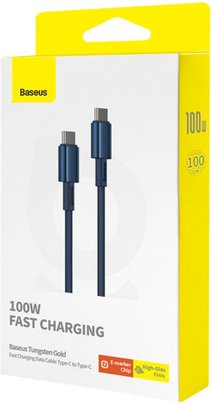 Kabl za podatke i punjenje USB-C - USB-C Baseus Tungsten Gold, 100W, 1m, Tamnoplavi P10319800321-03