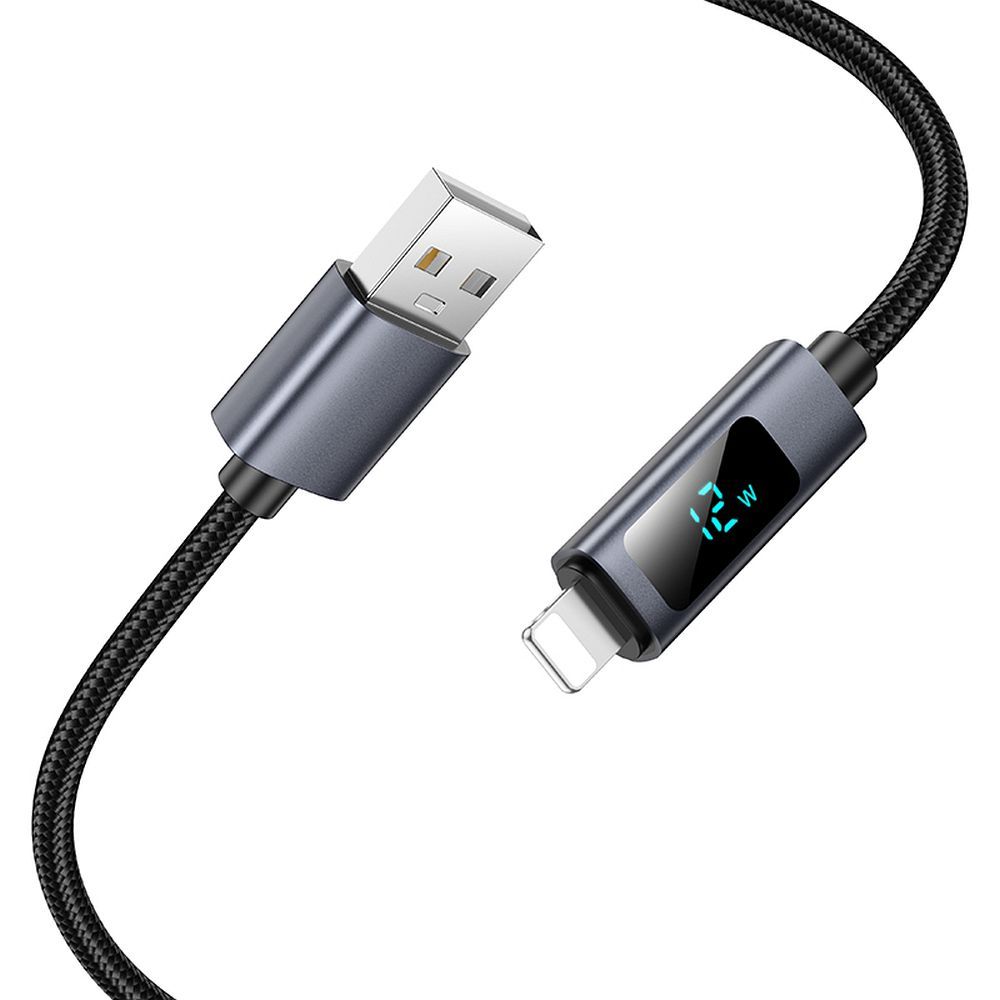 Kabl za podatke i punjenje USB-A - Lightning HOCO Display X112, 18W, 1m, Crni