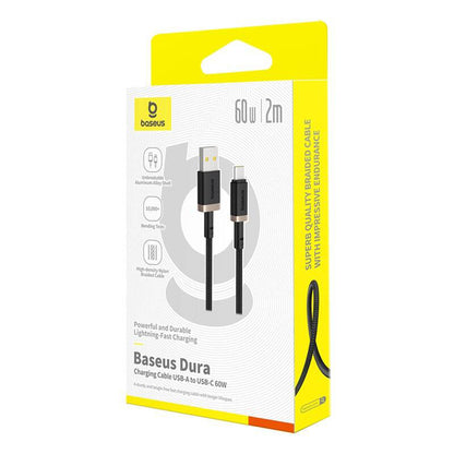Kabl za podatke i punjenje USB-A - USB-C Baseus Dura Series, 60W, 2m, Zlatni P10377802U01-02