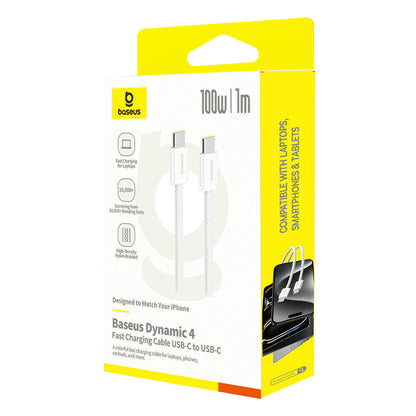 Kabl za prenos podataka i punjenje USB-C - USB-C Baseus Dynamic 4 Series, 100W, 1m, Beli P10381400211-00