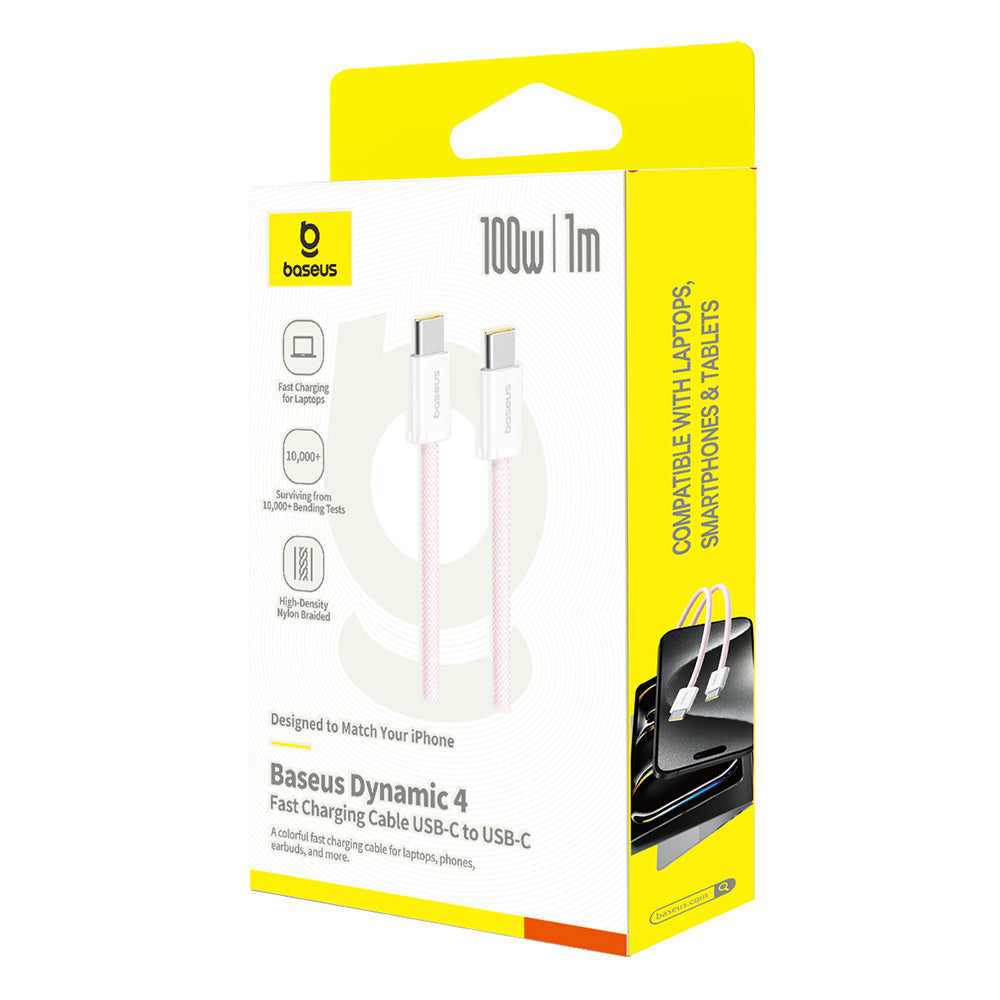 Kabl za prenos podataka i punjenje USB-C - USB-C Baseus Dynamic 4 Series, 100W, 1m, Roze P10381400411-00