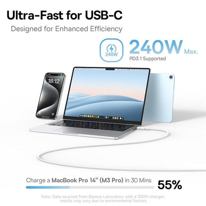 Kabl za prenos podataka i punjenje USB-C - USB-C Baseus PicoGo, 240W, 1m, Plavi P10376800311-00