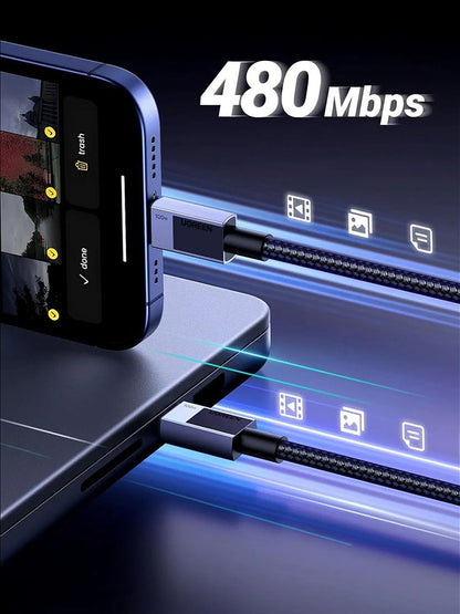 Kabl za prenos podataka i punjenje USB-C - USB-C UGREEN L512, 100W, 0.5m, Sivi