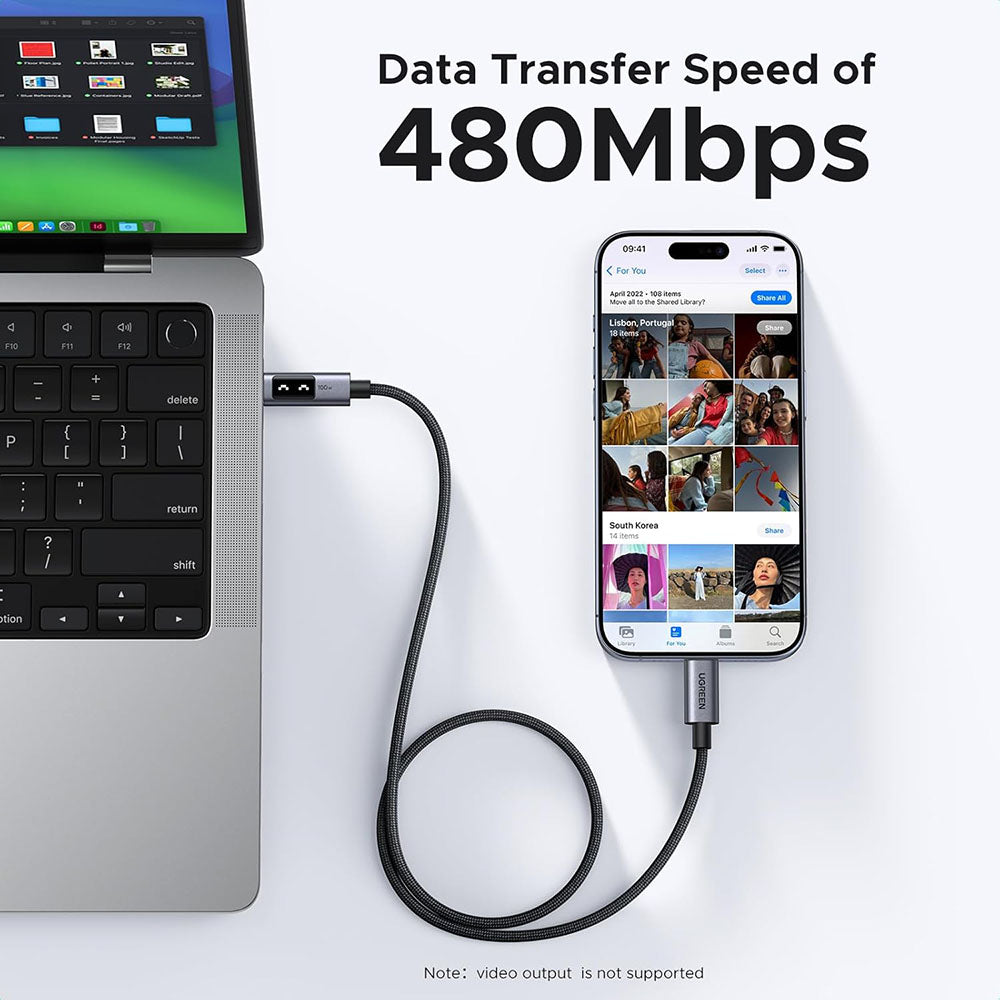 Kabl za podatke i punjenje USB-C - USB-C UGREEN L509, 100W, 2m, Sivi