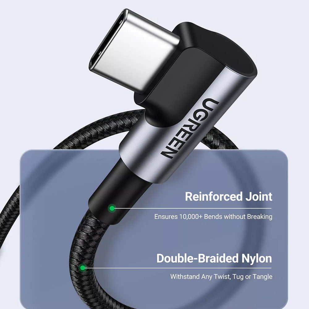 Kabl za Prenos Podataka i Punjenje USB-C - USB-C UGREEN US335 Angled, 100W, 2m, Crni