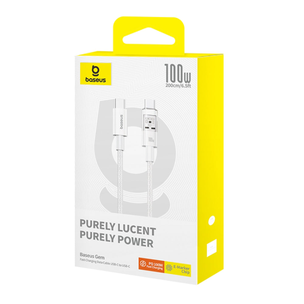 Kabl za prenos podataka i punjenje USB-C - USB-C Baseus Gem, 100W, 2m, Beli P10373000211-01