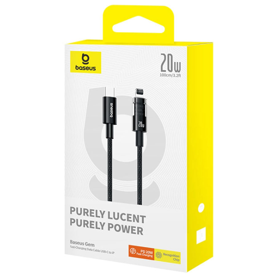 Kabl za prenos podataka i punjenje USB-C - Lightning Baseus Gem, 20W, 1m, Crni P10373001111-00