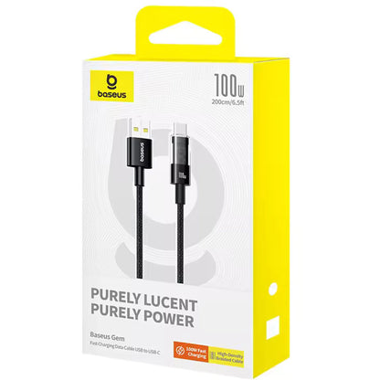 Kabl za prenos podataka i punjenje USB-A - USB-C Baseus Gem, 100W, 2m, Crni P10373002111-01