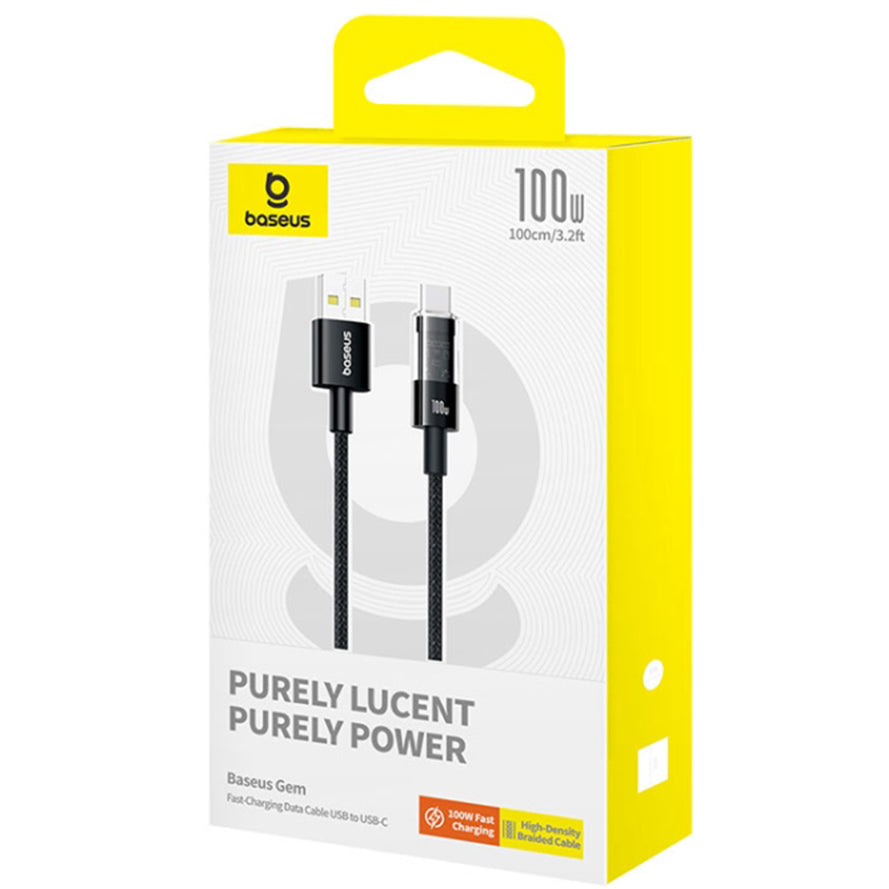 Kabl za prenos podataka i punjenje USB-A - USB-C Baseus Gem, 100W, 1m, Crni P10373002111-00