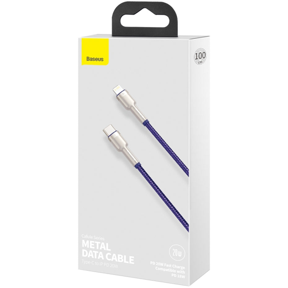 Kabl za prenos podataka i punjenje USB-C - Lightning Baseus Cafule Metal Series, 20W, 1m, Ljubičasti CATLJK-A05