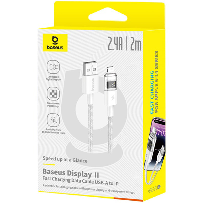 Kabl za prenos podataka i punjenje USB-A - Lightning Baseus Display 2, 18W, 2m, Beli P10382700211-01