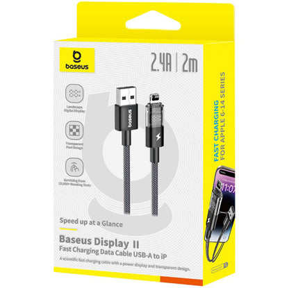 Kabl za prenos podataka i punjenje USB-A - Lightning Baseus Display 2, 18W, 2m, Crni P10382700121-01