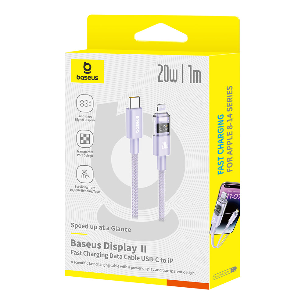 Kabl za prenos podataka i punjenje USB-C - Lightning Baseus Display 2, 20W, 1m, Ljubičasti P10382703511-00