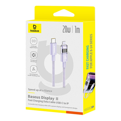 Kabl za prenos podataka i punjenje USB-C - Lightning Baseus Display 2, 20W, 1m, Ljubičasti P10382703511-00