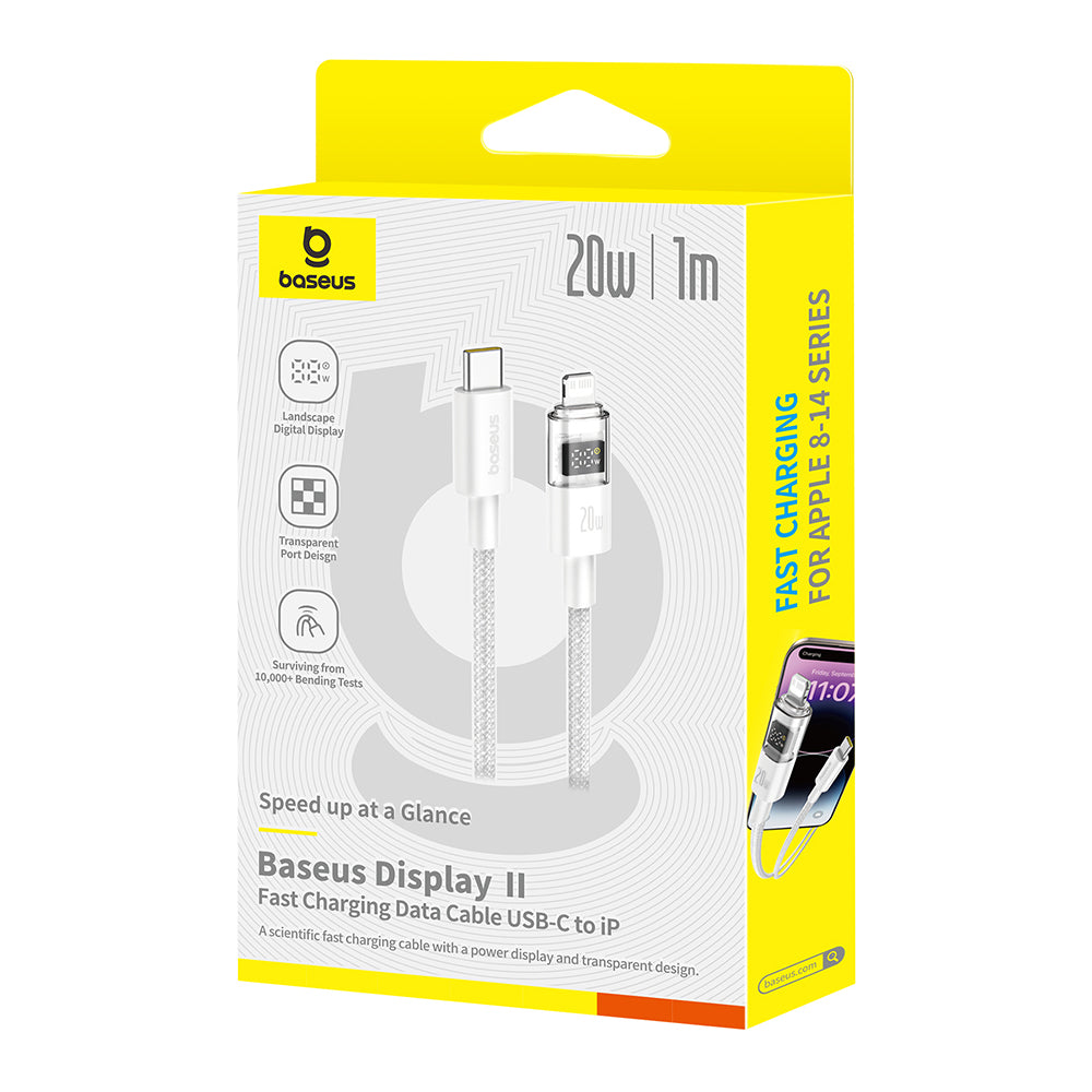 Kabl za prenos podataka i punjenje USB-C - Lightning Baseus Display 2, 20W, 2m, Beli P10382703211-01