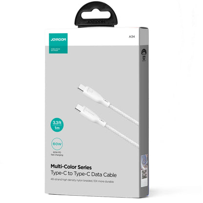Kabl za podatke i punjenje USB-C - USB-C Joyroom Multi-Color S-A34, 60W, 1m, Bela
