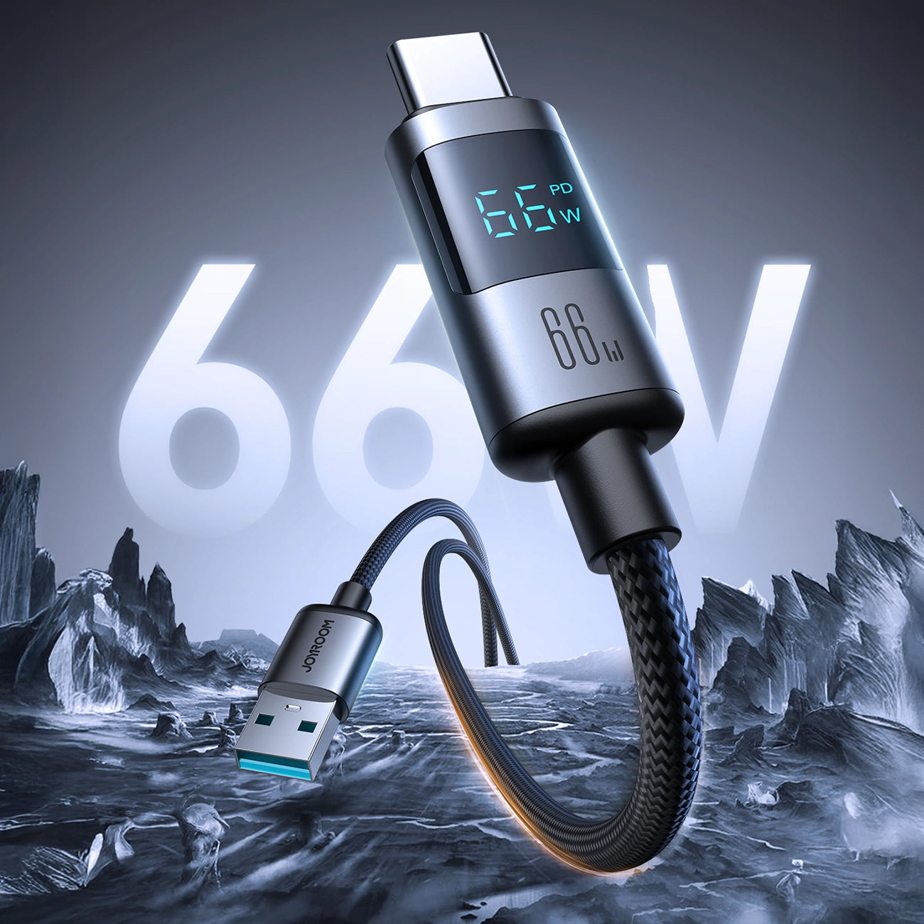 Kabl za podatke i punjenje USB-A - USB-C Joyroom S-A16 Pro Prism Display, 66W, 1.2m, Crni
