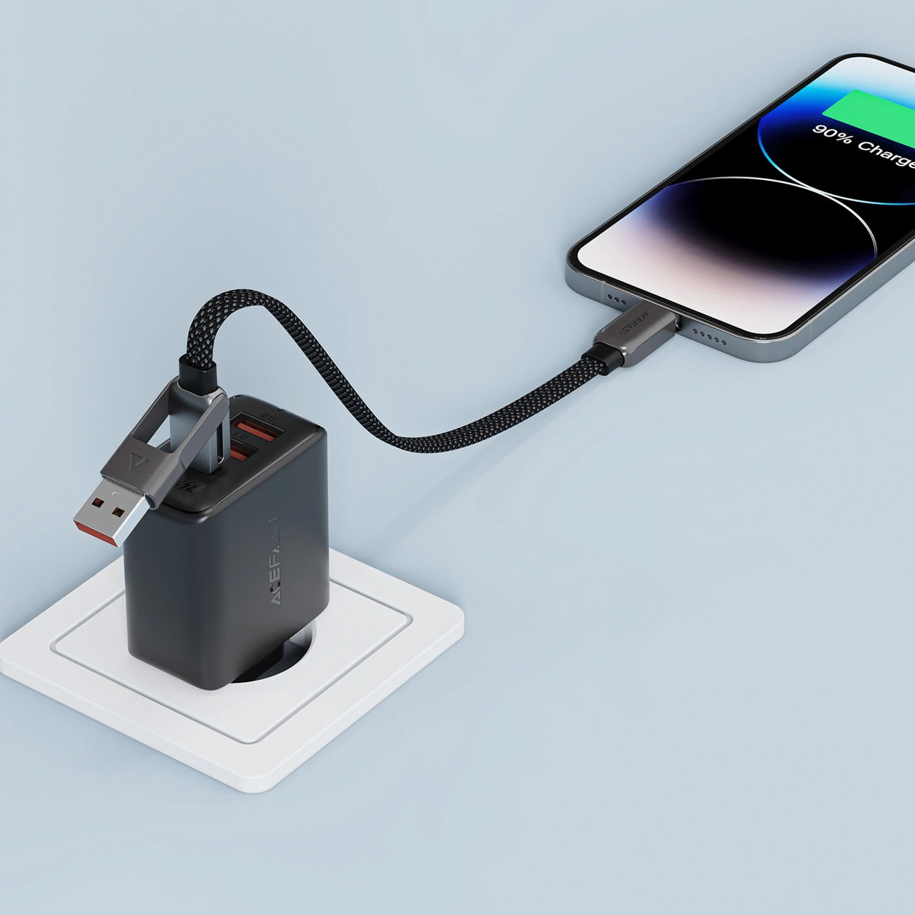 Kabl za prenos podataka i punjenje USB-C - USB-A / USB-C Acefast C13-05, 60W, 0.2m, Crni