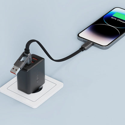 Kabl za prenos podataka i punjenje USB-C - USB-A / USB-C Acefast C13-05, 60W, 0.2m, Crni