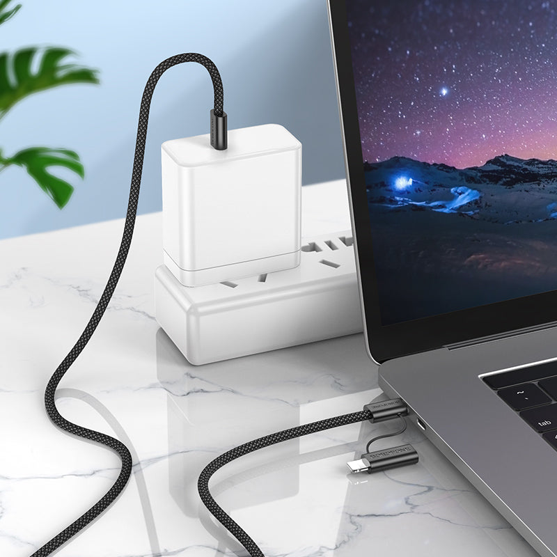 Kabl za prenos podataka i punjenje USB-C - Lightning / USB-C Borofone BX104 Primo 2in1, 60W, 1m, Crni