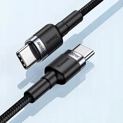 Kabl za prenos podataka i punjenje USB-C - USB-C Baseus Cafule, 100W, 2m, Sivi CATKLF-BLG1