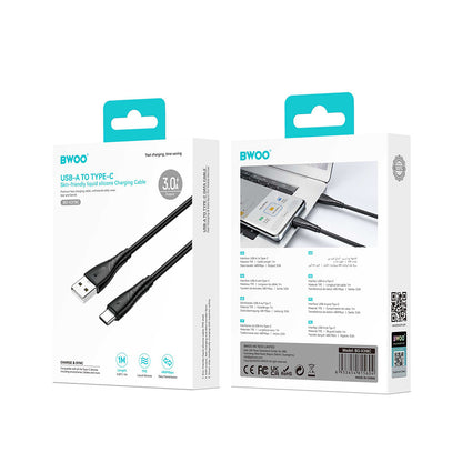 Kabl za podatke i punjenje USB-A - USB-C BWOO BO-X318C, 27W, 1m, Crni