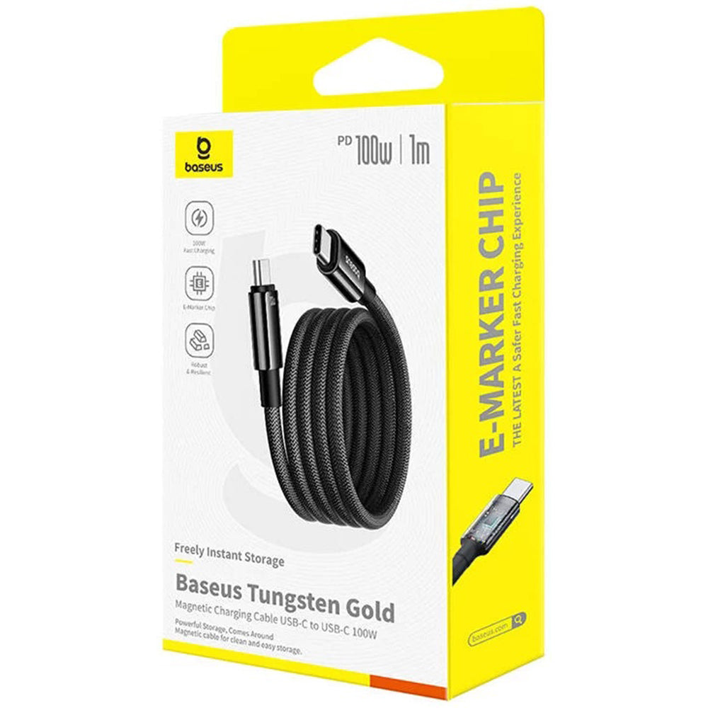 Kabl za podatke i punjenje USB-C - USB-C Baseus Tungsten Gold, 100W, 1m, Crni P10319805111-00
