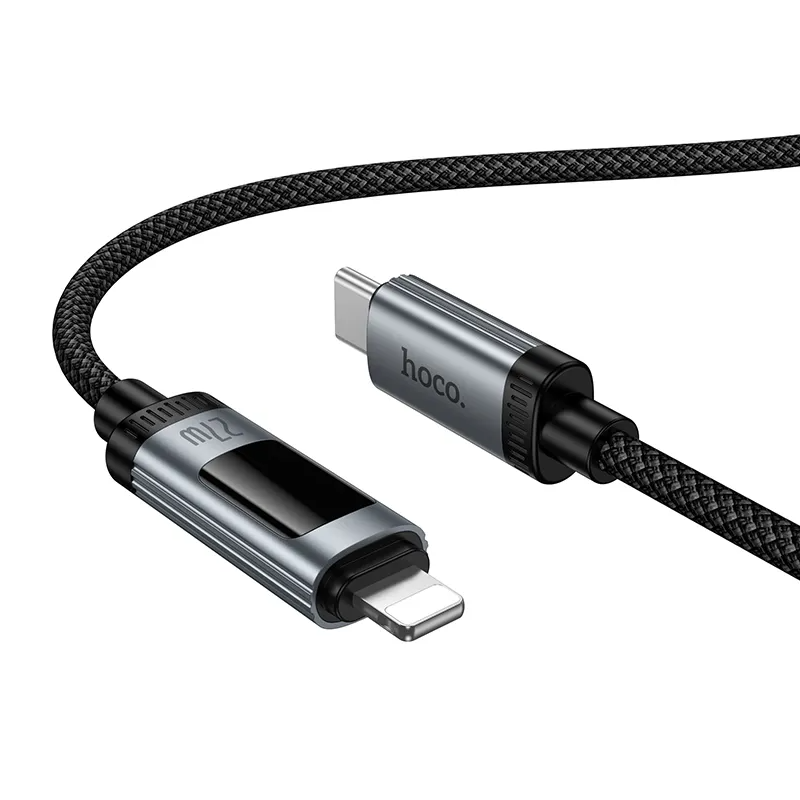Kabl za prenos podataka i punjenje USB-C - Lightning HOCO Display U148, 27W, 1.2m, Crni