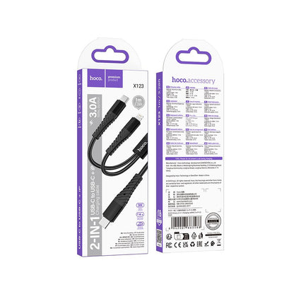 Kabl za punjenje USB-C - Lightning / USB-C HOCO X123, 10W, 1m, Crni