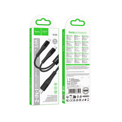 Kabl za punjenje USB-C - 2 x USB-C HOCO X123, 10W, 1m, Crni