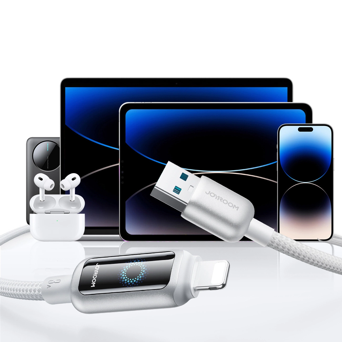 Kabl za prenos podataka i punjenje USB-A - Lightning Joyroom S-A55 StarFlight Display, 18W, 1.2m, Bela