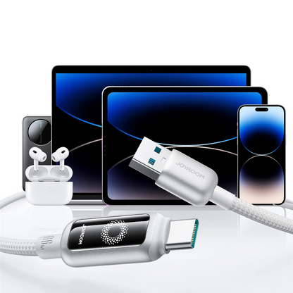 Kabl za prenos podataka i punjenje USB-A - USB-C Joyroom S-A55 StarFlight Display, 66W, 1.2m, Beli