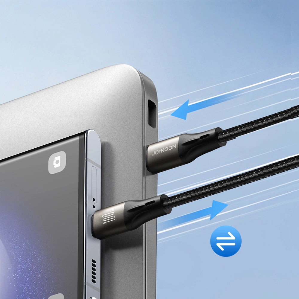 Kabl za prenos podataka i punjenje USB-C - USB-C Joyroom S-A25 Light-Speed, 100W, 1.2m, Crni