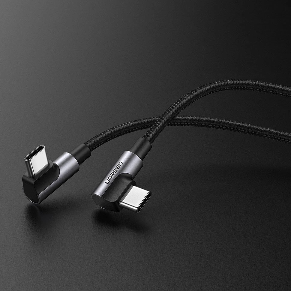 Kabl za podatke i punjenje USB-C - USB-C UGREEN US323 Angled, 60W, 2m, Crni