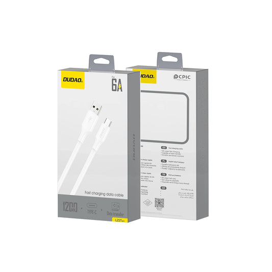 Kabl za podatke i punjenje USB-A - USB-C Dudao L2sT, 60W, 1.2m, Beli