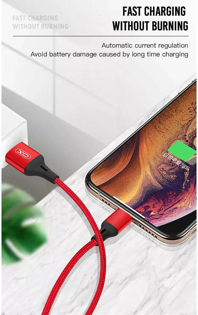 Kabl za podatke i punjenje USB-A - USB-C XO Design NB143, 18W, 2m, Crveni