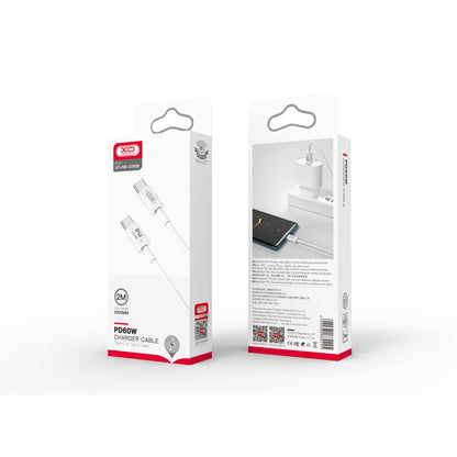 Kabl za Podatke i Punjenje USB-C - USB-C XO Design NB-Q190B, 60W, 2m, Beli