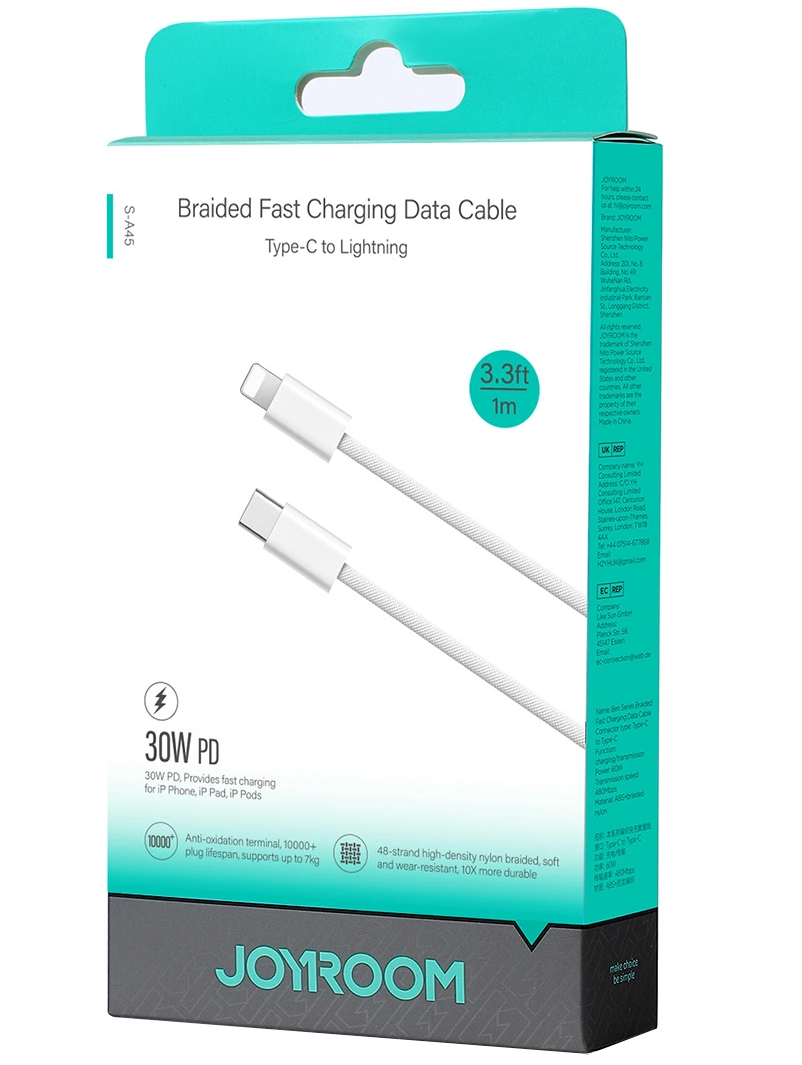 Kabl za prenos podataka i punjenje USB-C - Lightning Joyroom S-A45, 30W, 1m, Bel