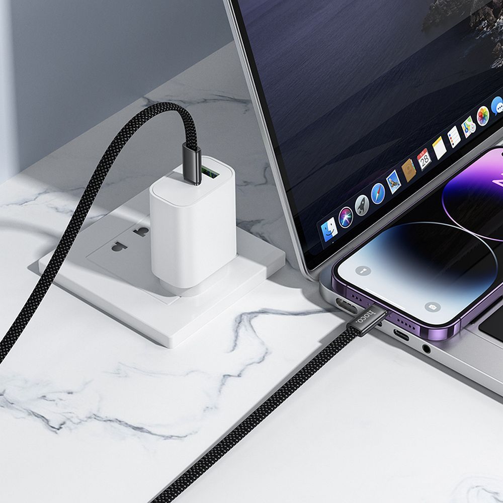 Kabl za podatke i punjenje USB-C - USB-C HOCO X125, 60W, 1m, Beli