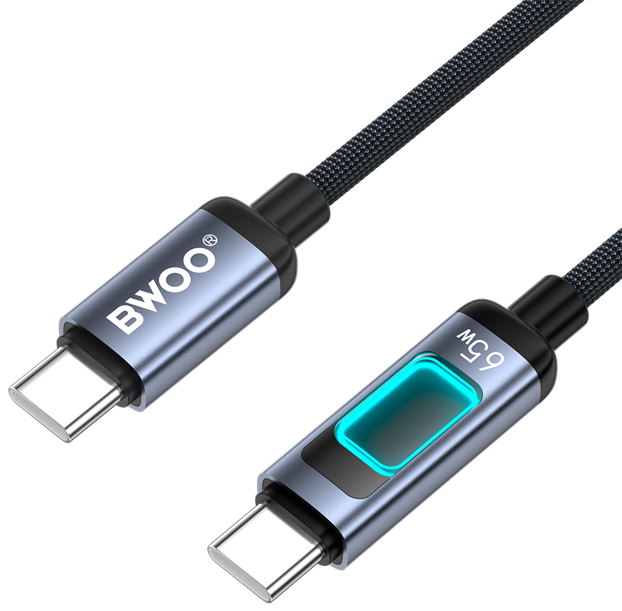 Kabl za prenos podataka i punjenje USB-C - USB-C BWOO X324CC Display, 65W, 1m, Crni