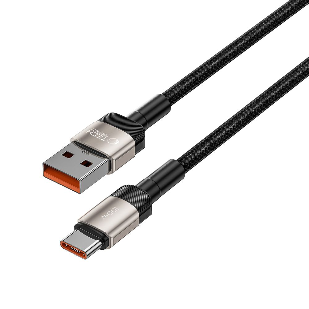 USB-A - USB-C kabl za prenos podataka i punjenje Tech-Protect Ultraboost EVO, 100W, 1m, Srebrni