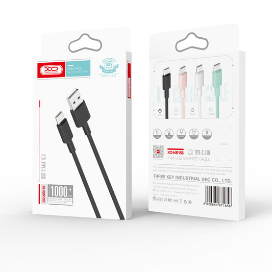 Kabl za podatke i punjenje USB-A - USB-C XO Design NB156, 18W, 1m, Crni
