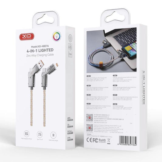 Kabl za podatke i punjenje USB-C / USB-A - USB-C / Lightning XO Design NB276, 60W, 1m, Sivi
