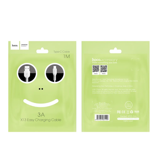 Kabl za podatke i punjenje USB-A - USB-C HOCO X13 Easy, 18W, 1m, Crni